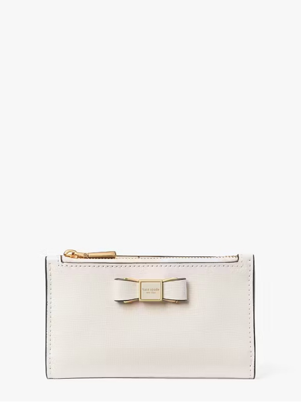 Kate Spade New York Bow Wallet Cream Beige Zip Around Small Wallet